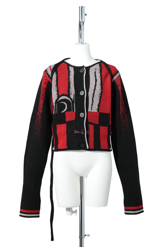 SPORTY KNIT CARDIGAN / RED SPORT GRAPHIC