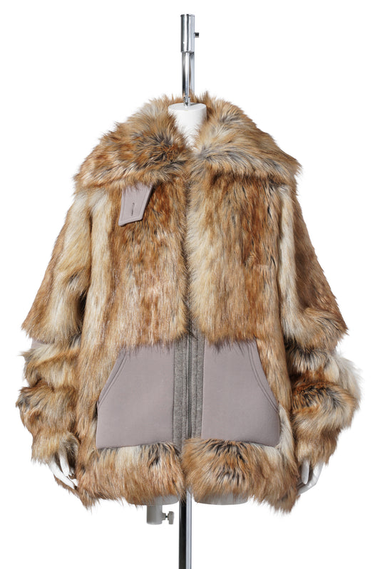 OVERSIZED FURRY MULTILINE JACKET / FURRY