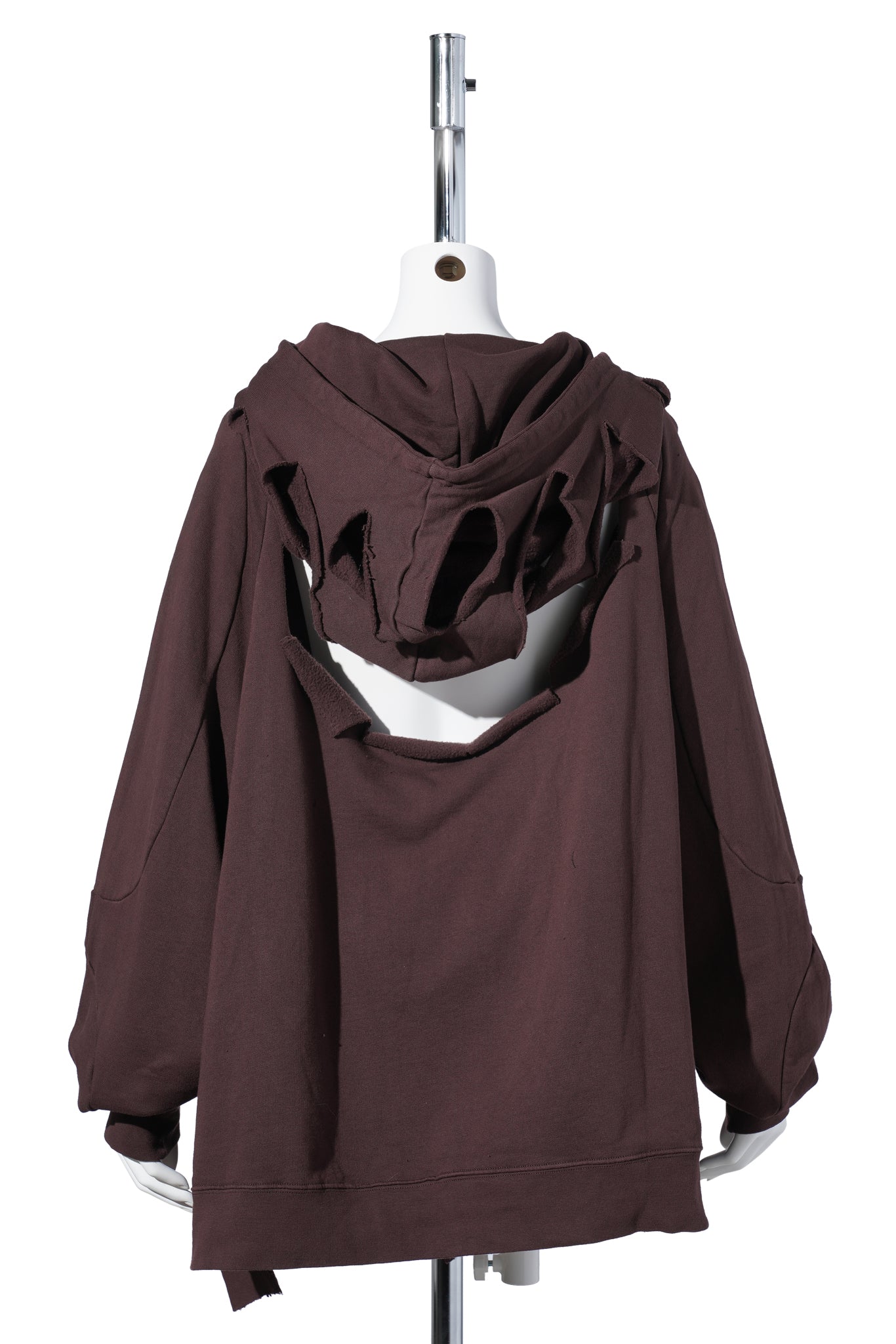 DISTRESSED OVERSIZED MULTILINE HOODIE / BROWN