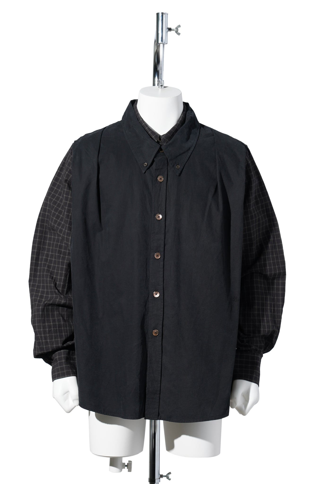 DOUBLE BORROWED SHIRT / BLACK FAUX LUMBER JACK CHECK