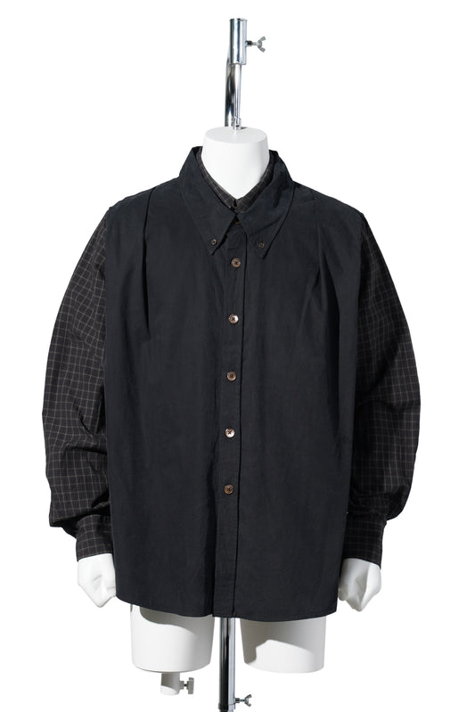 DOUBLE BORROWED SHIRT / BLACK FAUX LUMBER JACK CHECK
