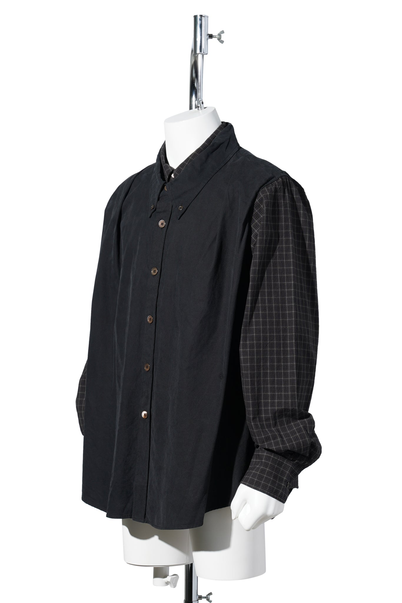 DOUBLE BORROWED SHIRT / BLACK FAUX LUMBER JACK CHECK