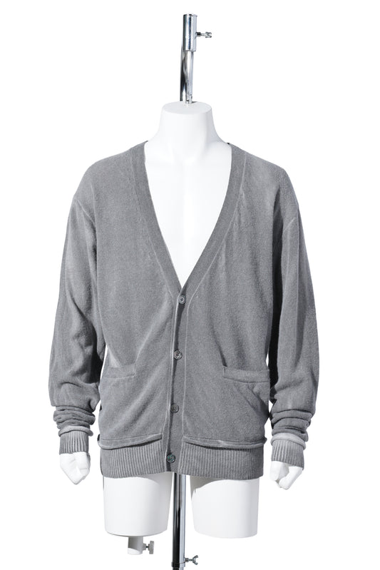 PARALLEL CARDIGAN / GREY SPRAY DYE CHERUB WOOL