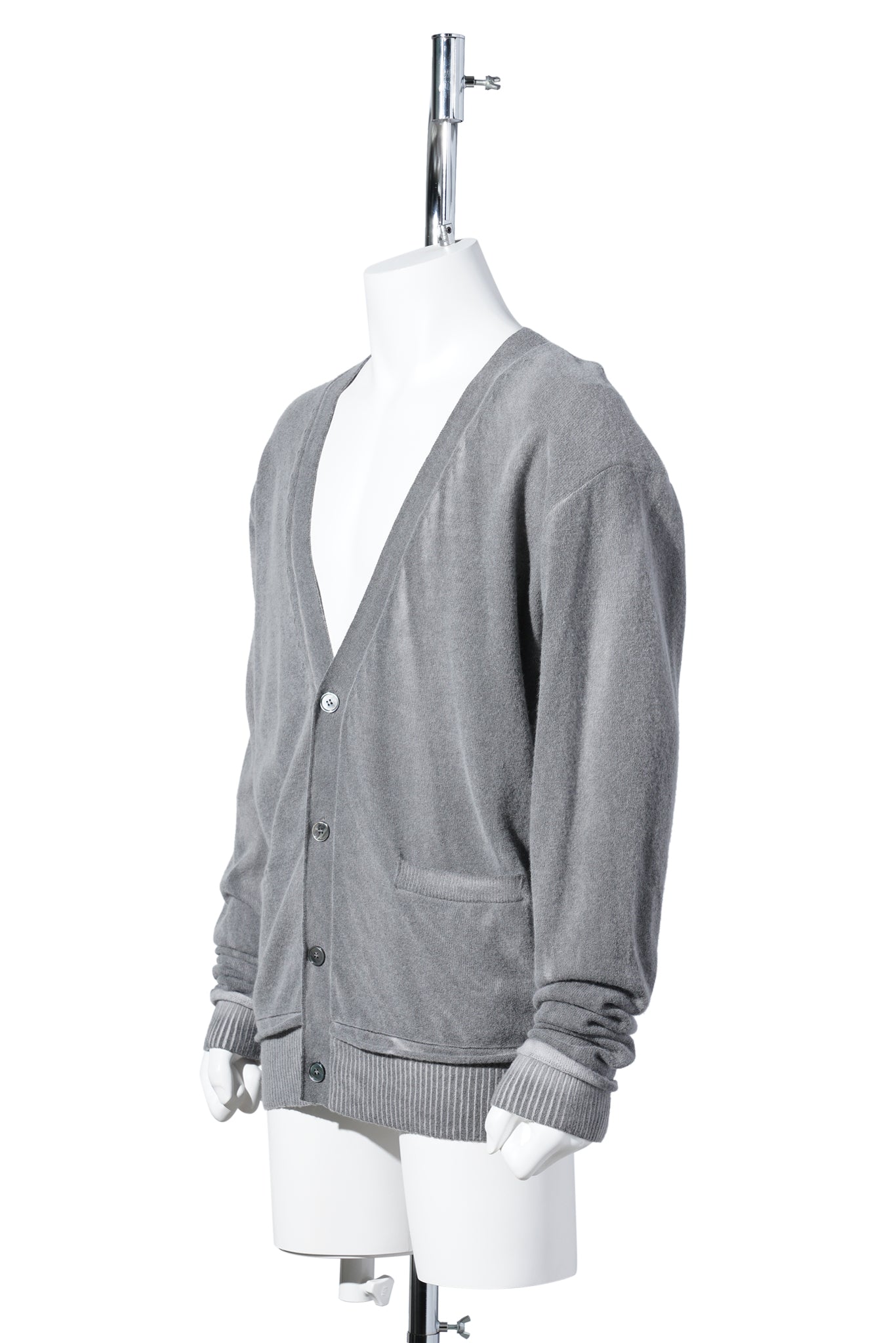 PARALLEL CARDIGAN / GREY SPRAY DYE CHERUB WOOL
