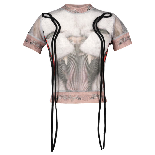 MESH T-SHIRT / CAT PRINT