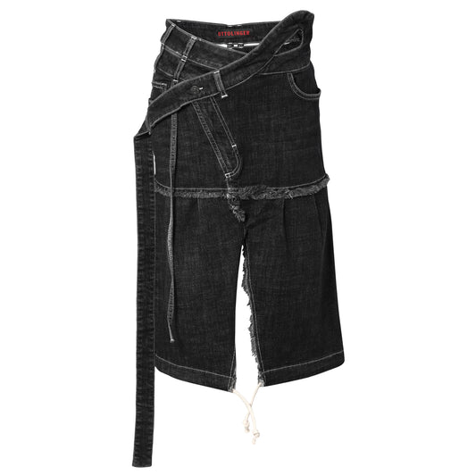 SIGNATURE WRAP DENIM SKIRT / BLACK WASH