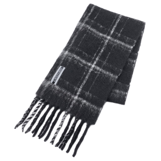 ESTATE SCARF / BLACK FUZZY ALPACA CHECK