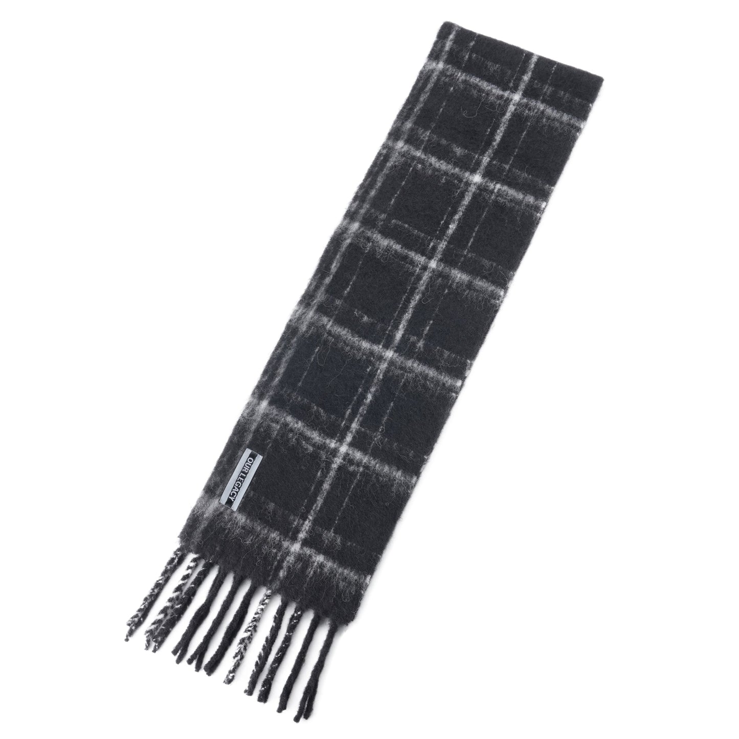 ESTATE SCARF / BLACK FUZZY ALPACA CHECK