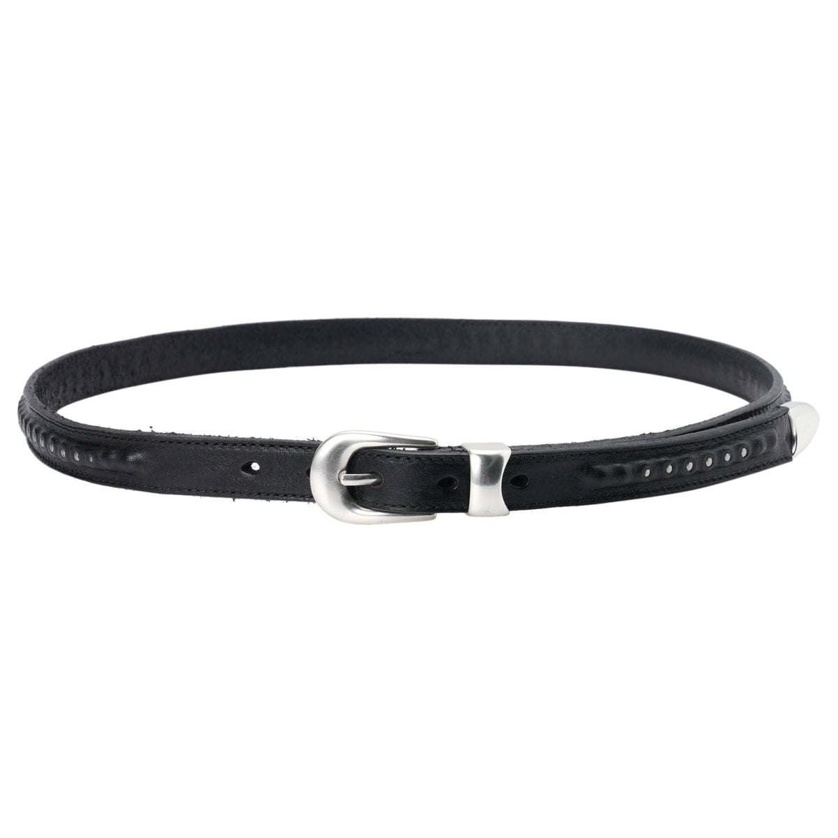 2 CM BULLET CHAIN BELT / BLACK LEATHER