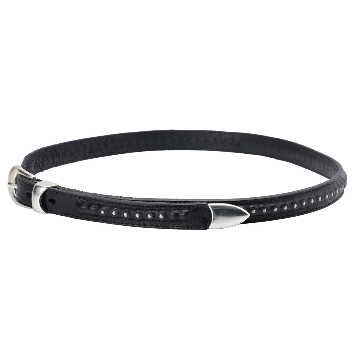 2 CM BULLET CHAIN BELT / BLACK LEATHER
