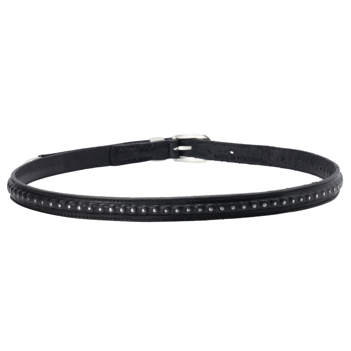 2 CM BULLET CHAIN BELT / BLACK LEATHER