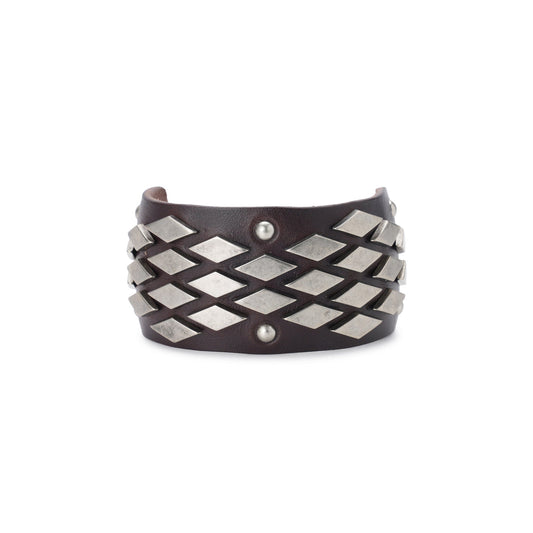 ABSTRACT SNAKE BRACELET / OILY BROWN COWHIDE
