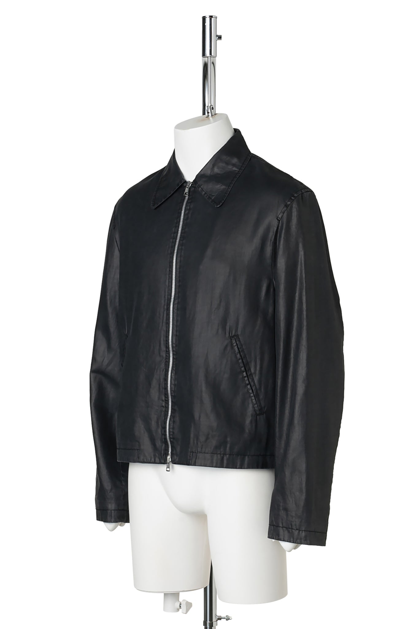 MINI JACKET WORKER / LACQUER BLACK MIRROR TENCEL