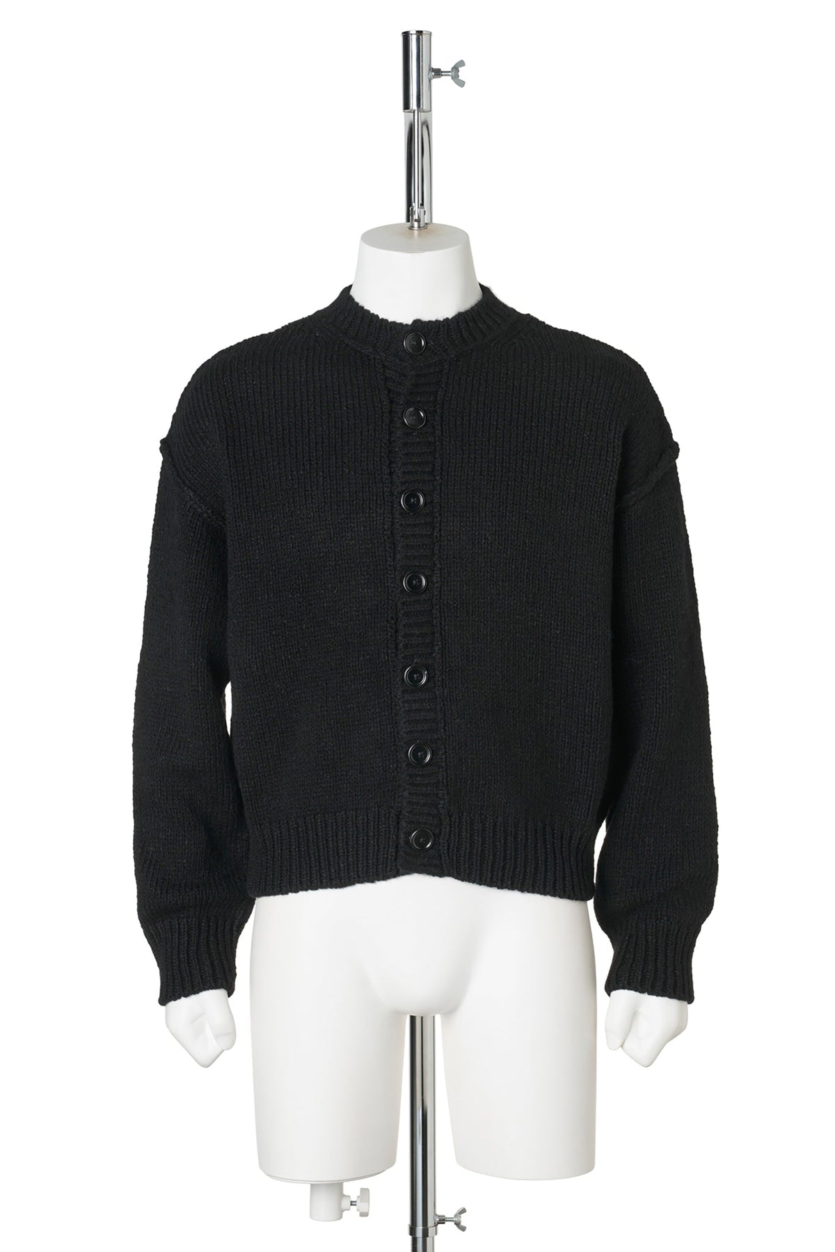 PITCH CARDIGAN / SLUB TWISTED BLACK WOOL