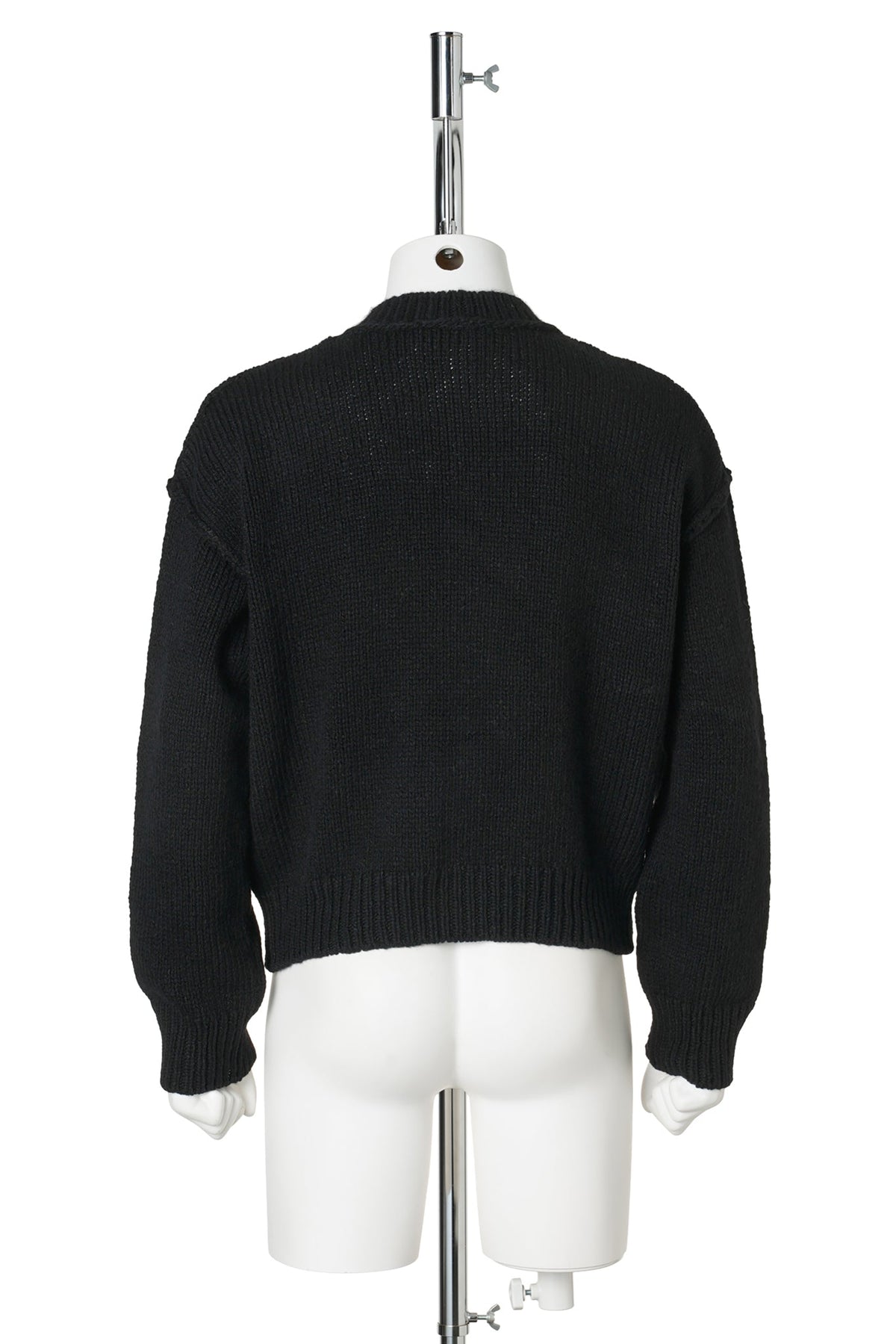 PITCH CARDIGAN / SLUB TWISTED BLACK WOOL
