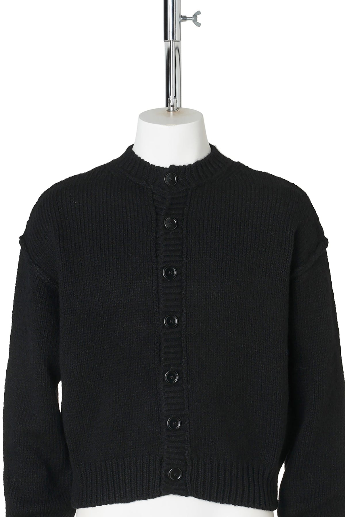 PITCH CARDIGAN / SLUB TWISTED BLACK WOOL