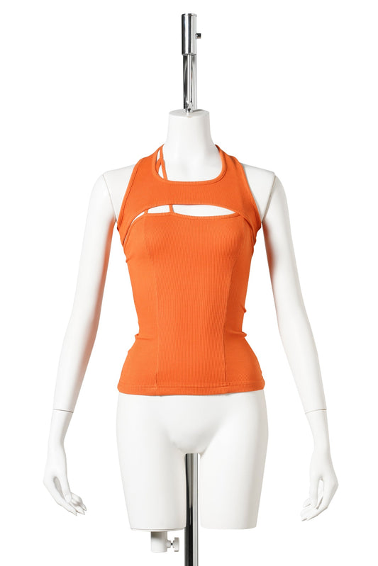 SPLIT RACERBACK RIB TANK / ORANGE