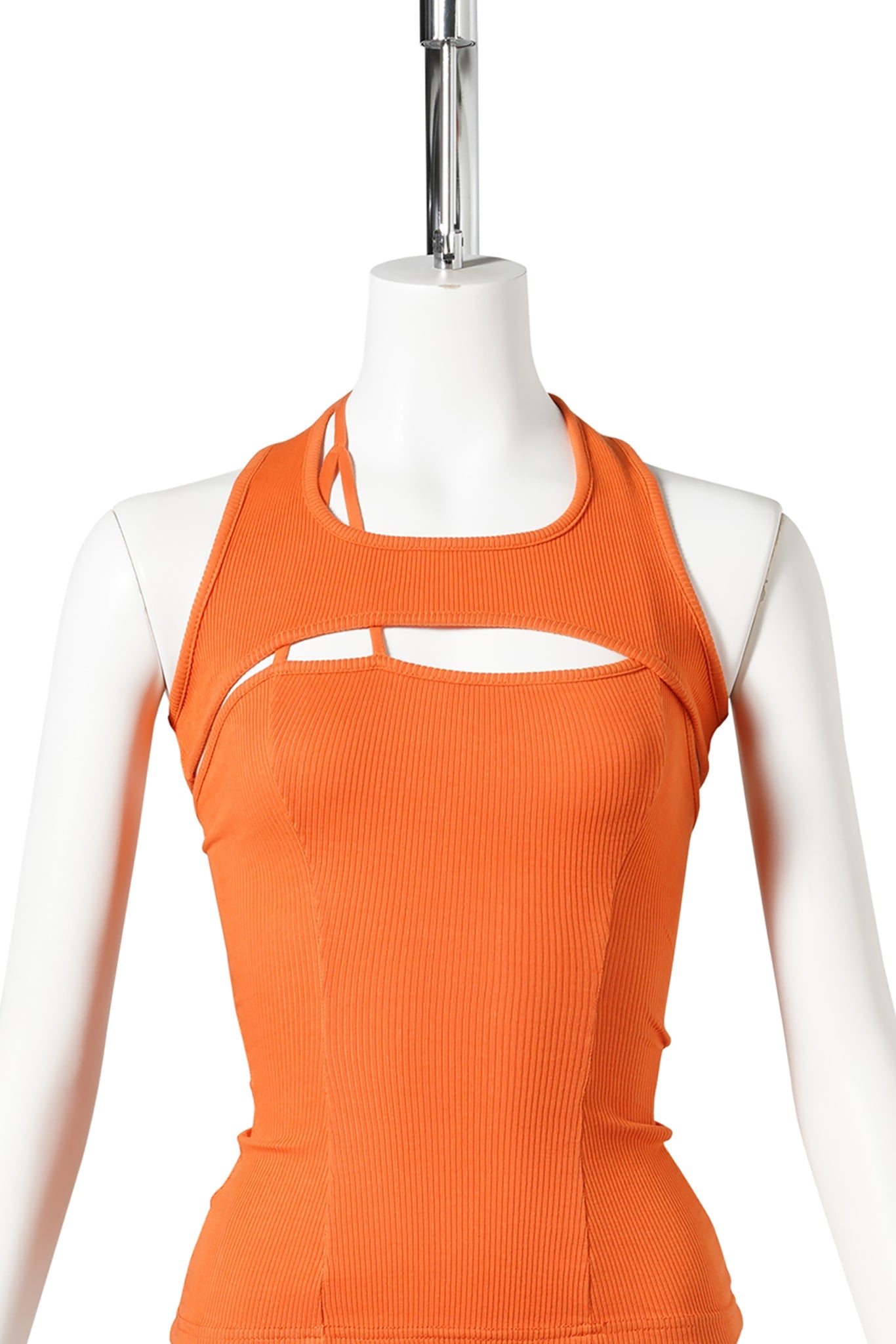 SPLIT RACERBACK RIB TANK / ORANGE