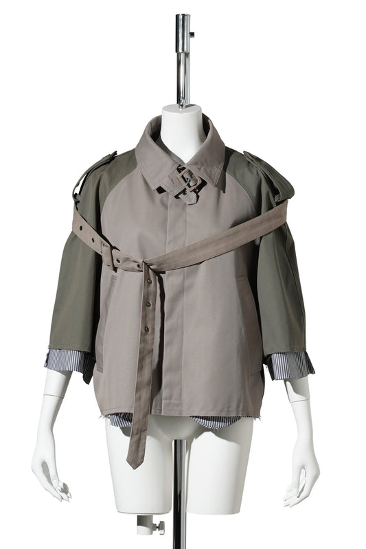 CHOPPED TRENCH JACKET / OLIVE/TAUPE