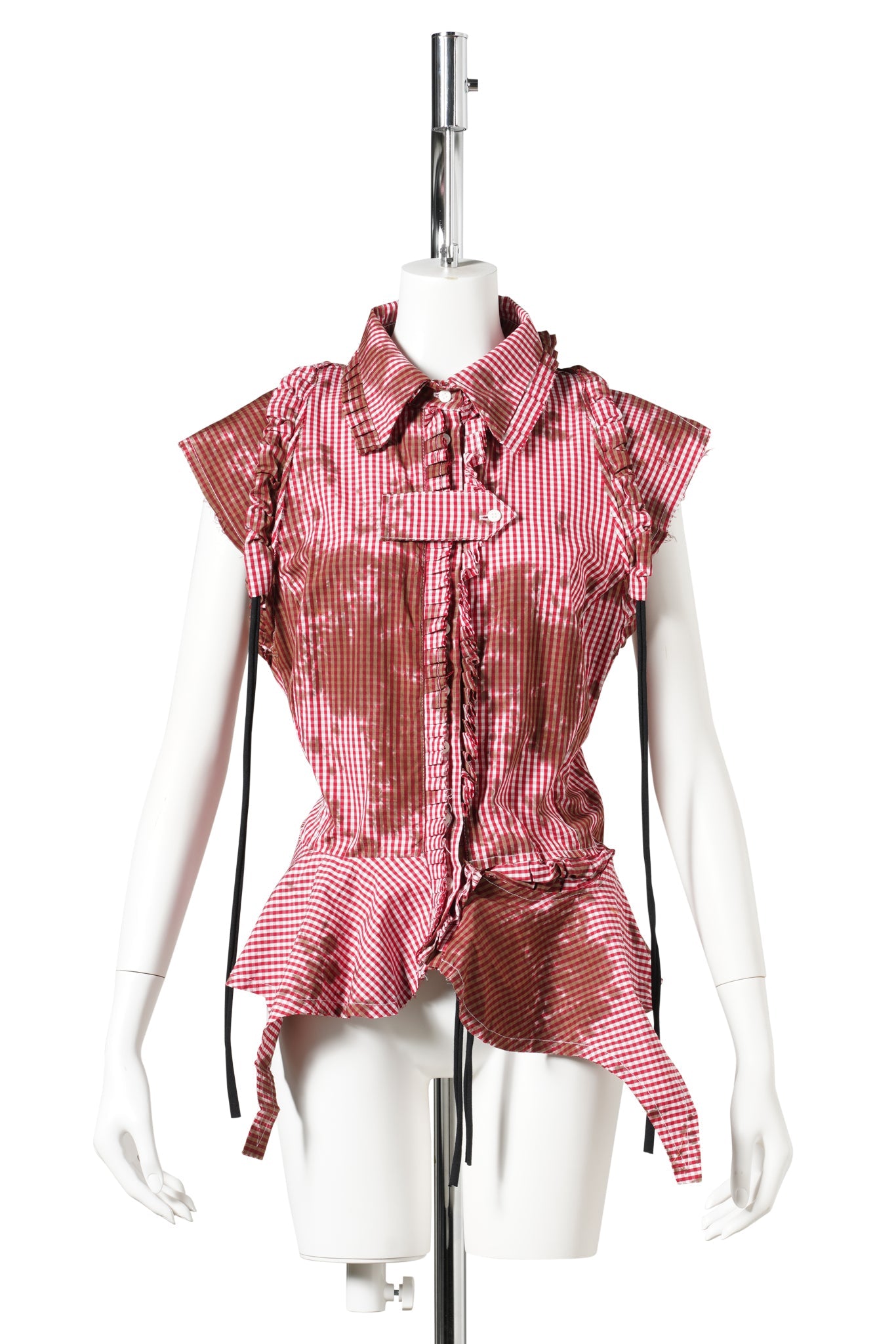 PICNIC RUCHED RUFFLE BLOUSE / GINGHAM