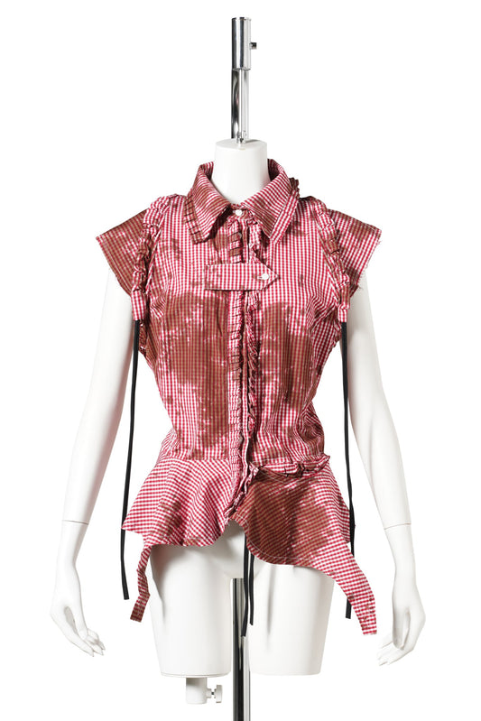 PICNIC RUCHED RUFFLE BLOUSE / GINGHAM
