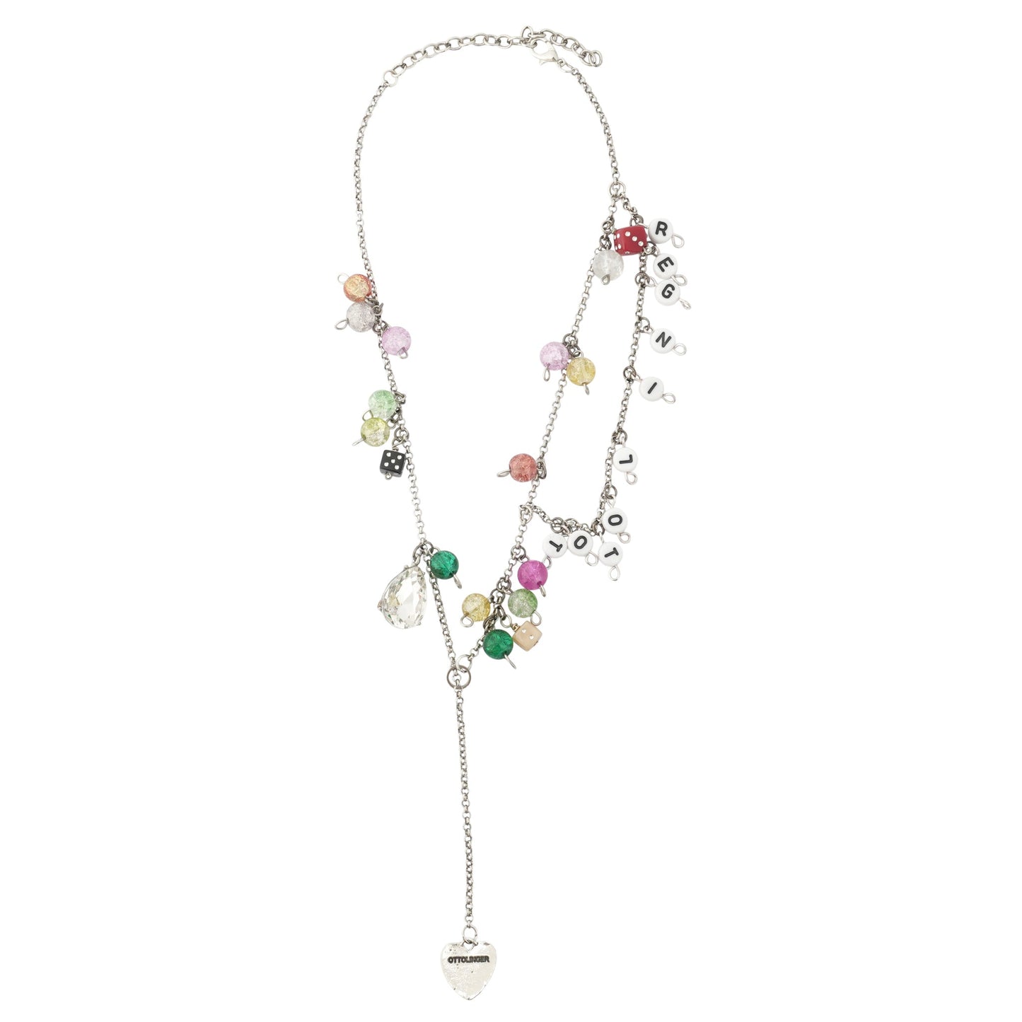 LUCK CHARM NECKLACE / SILVER/MULTICOLOR