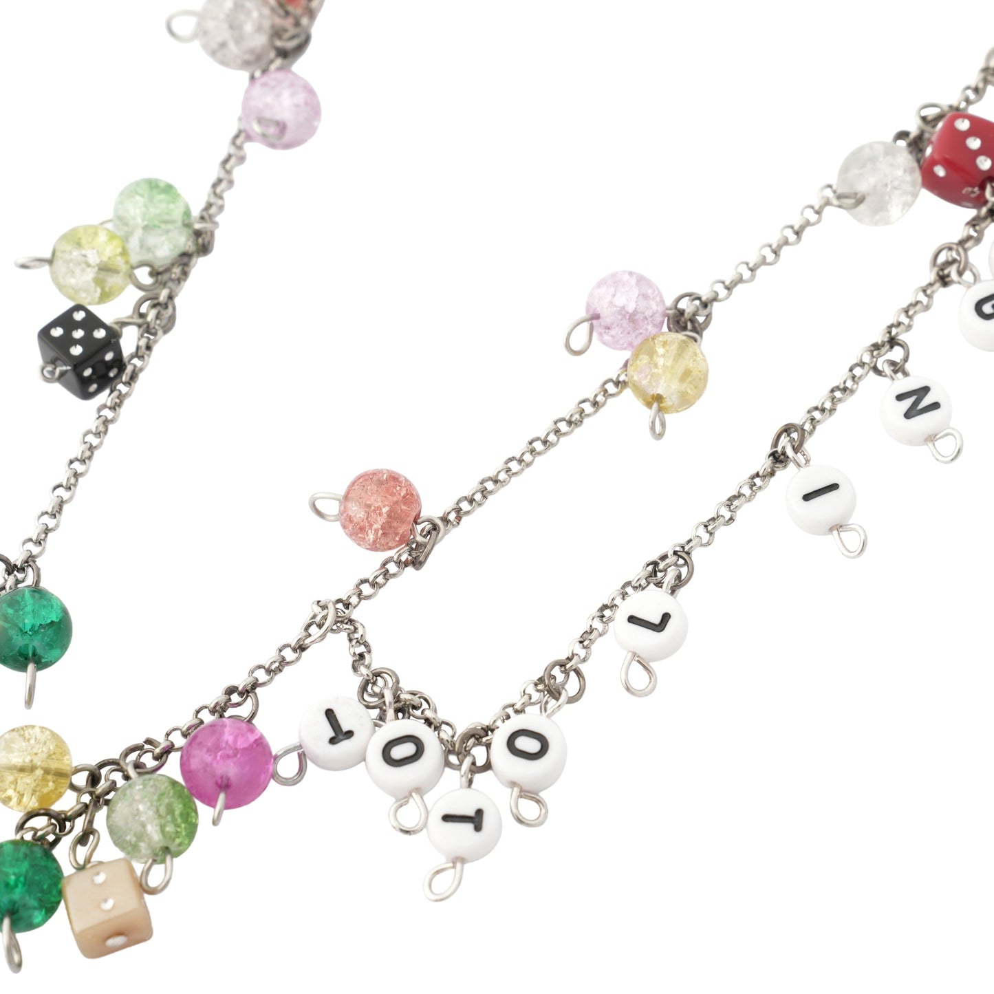 LUCK CHARM NECKLACE / SILVER/MULTICOLOR