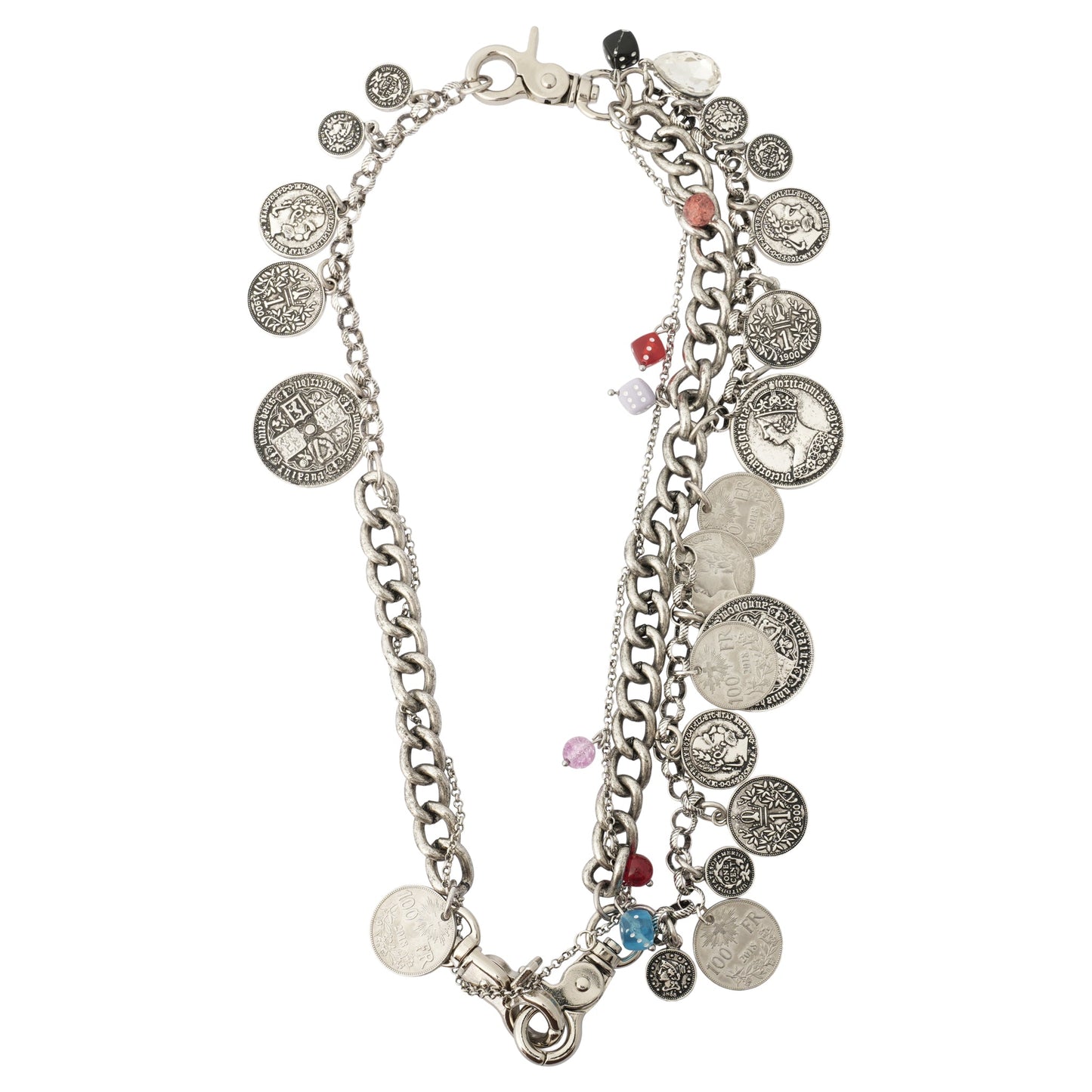 FORTUNE CHARM NECKLACE / SILVER/MULTICOLOR
