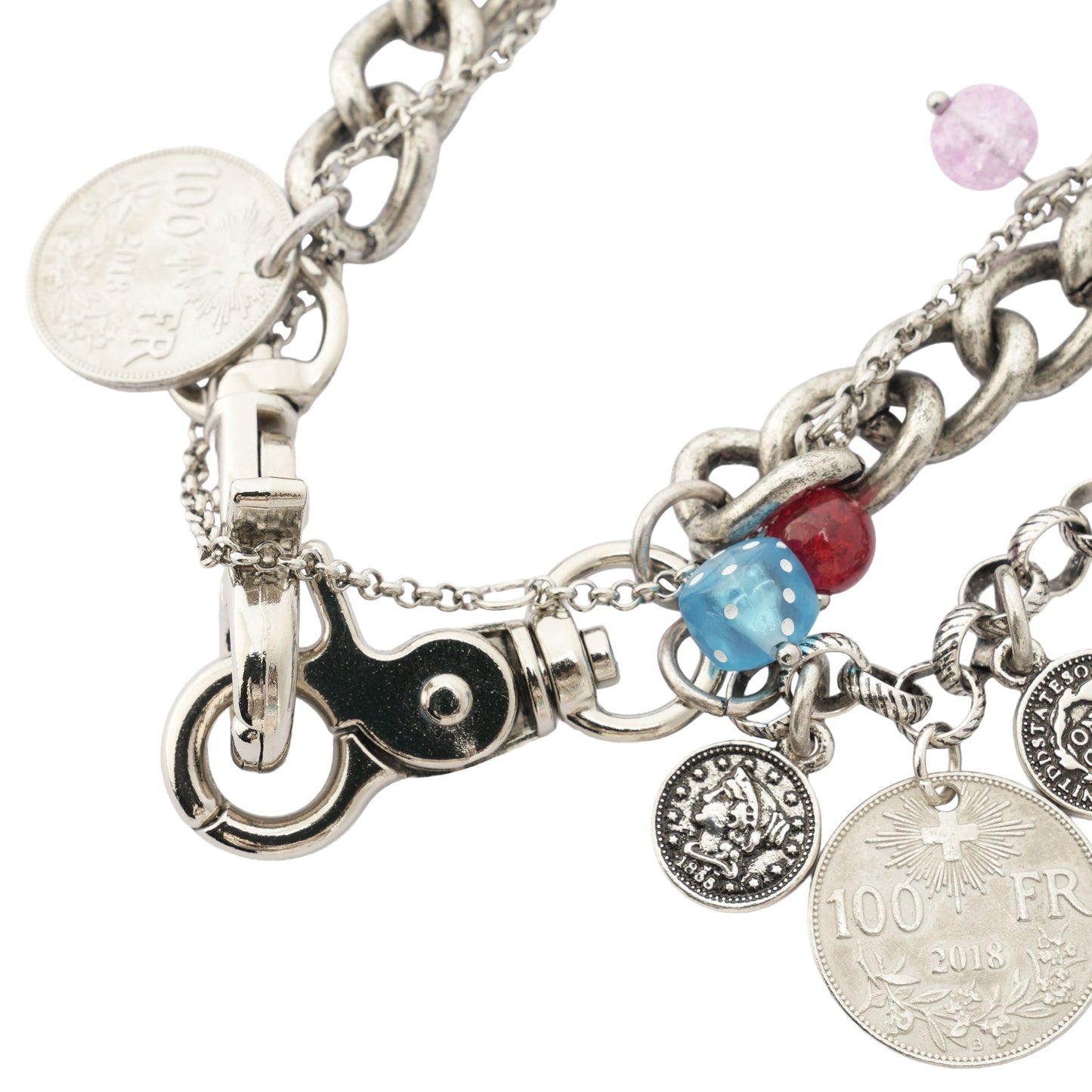 FORTUNE CHARM NECKLACE / SILVER/MULTICOLOR