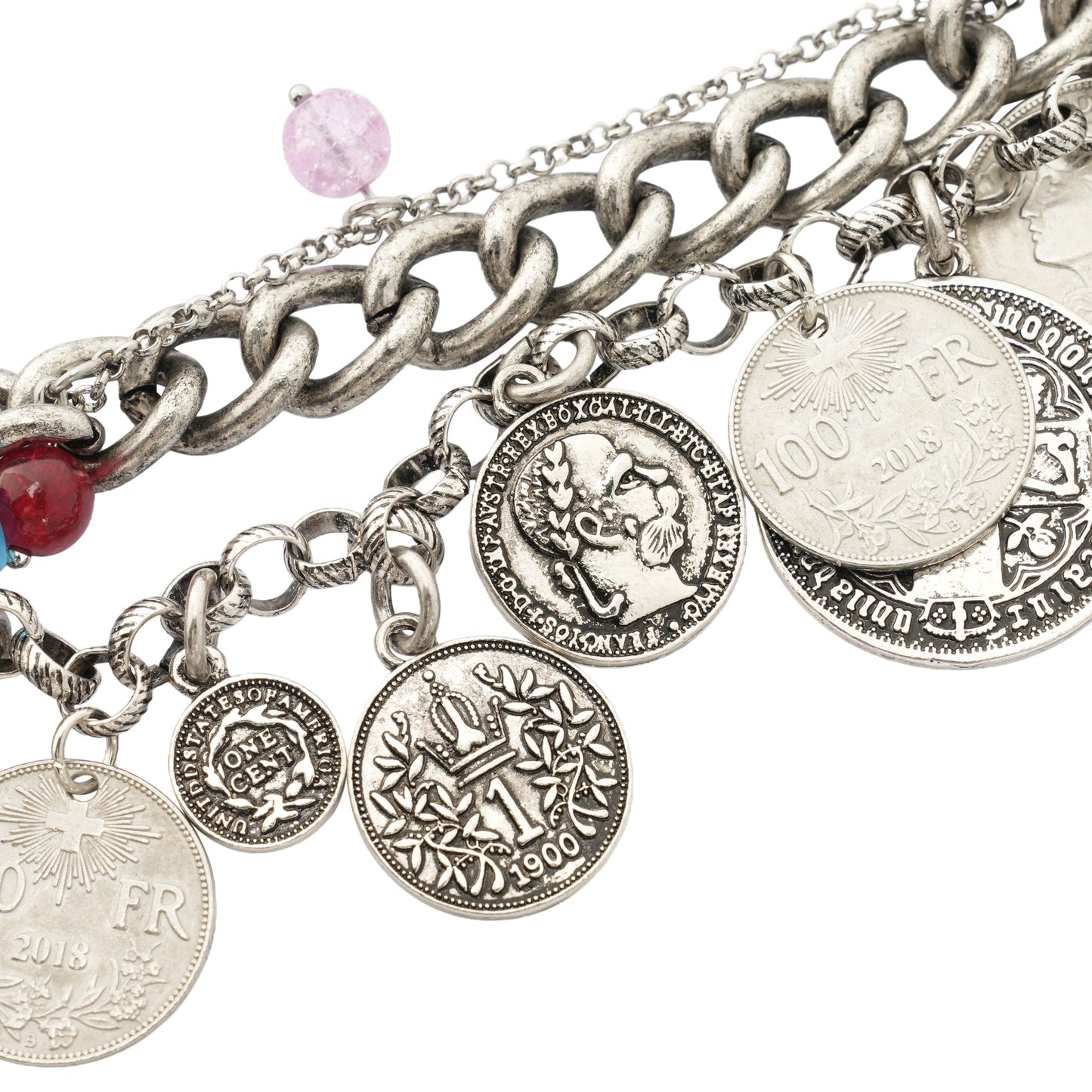 FORTUNE CHARM NECKLACE / SILVER/MULTICOLOR