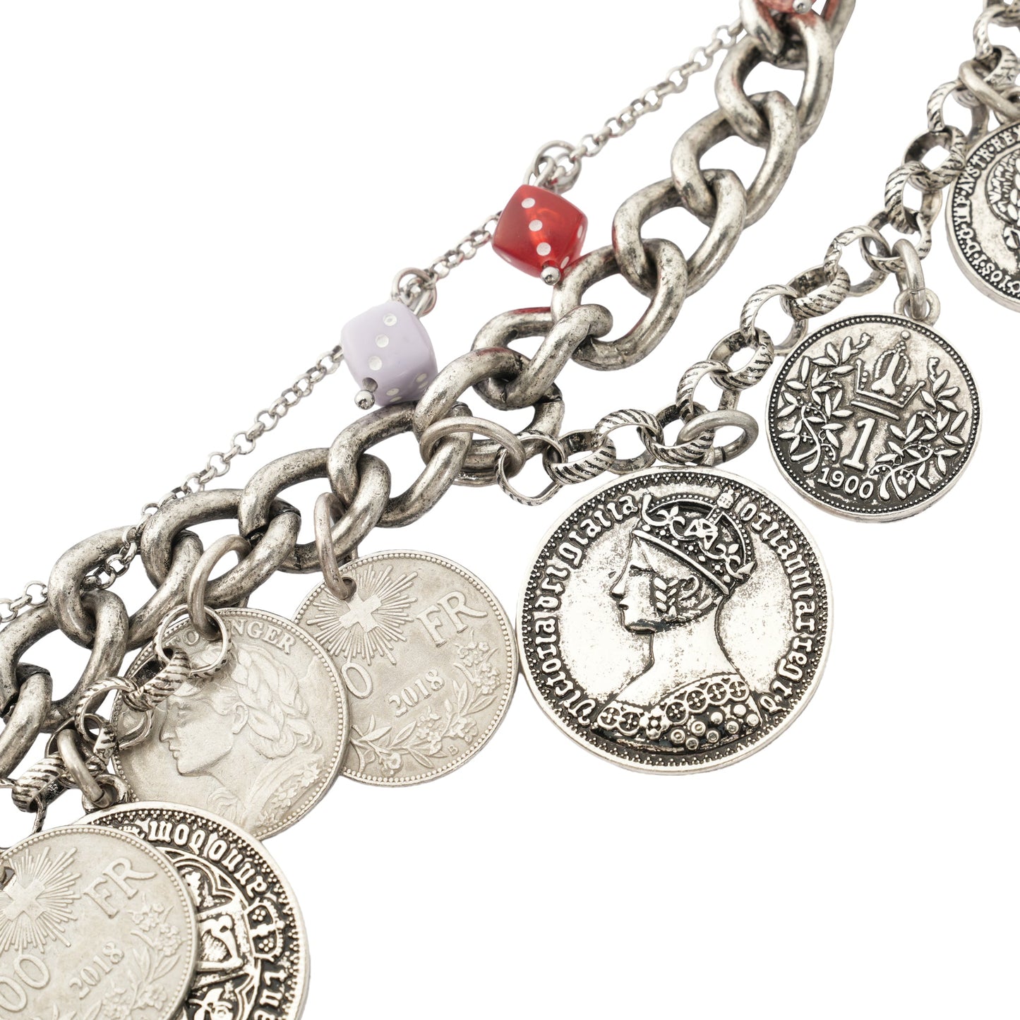 FORTUNE CHARM NECKLACE / SILVER/MULTICOLOR