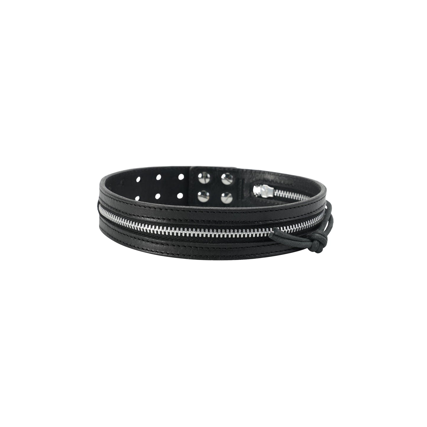 ZIPPED CHOKER / MALLEABLE BLACK BULL HIDE
