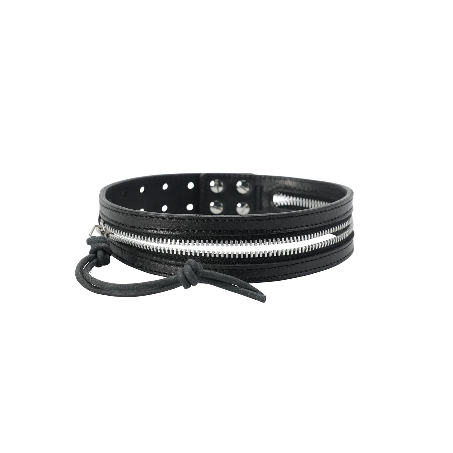 ZIPPED CHOKER / MALLEABLE BLACK BULL HIDE