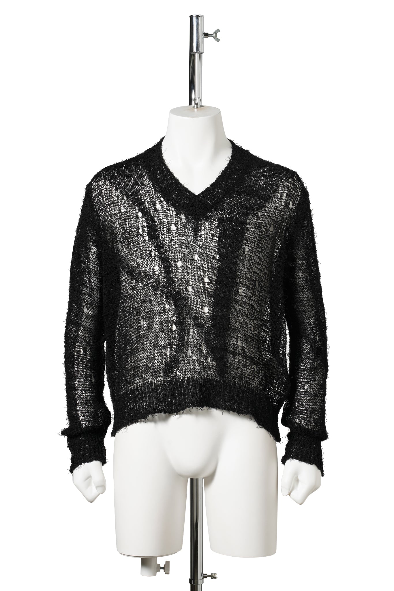 SLOW V-NECK / BLACK RAGGED