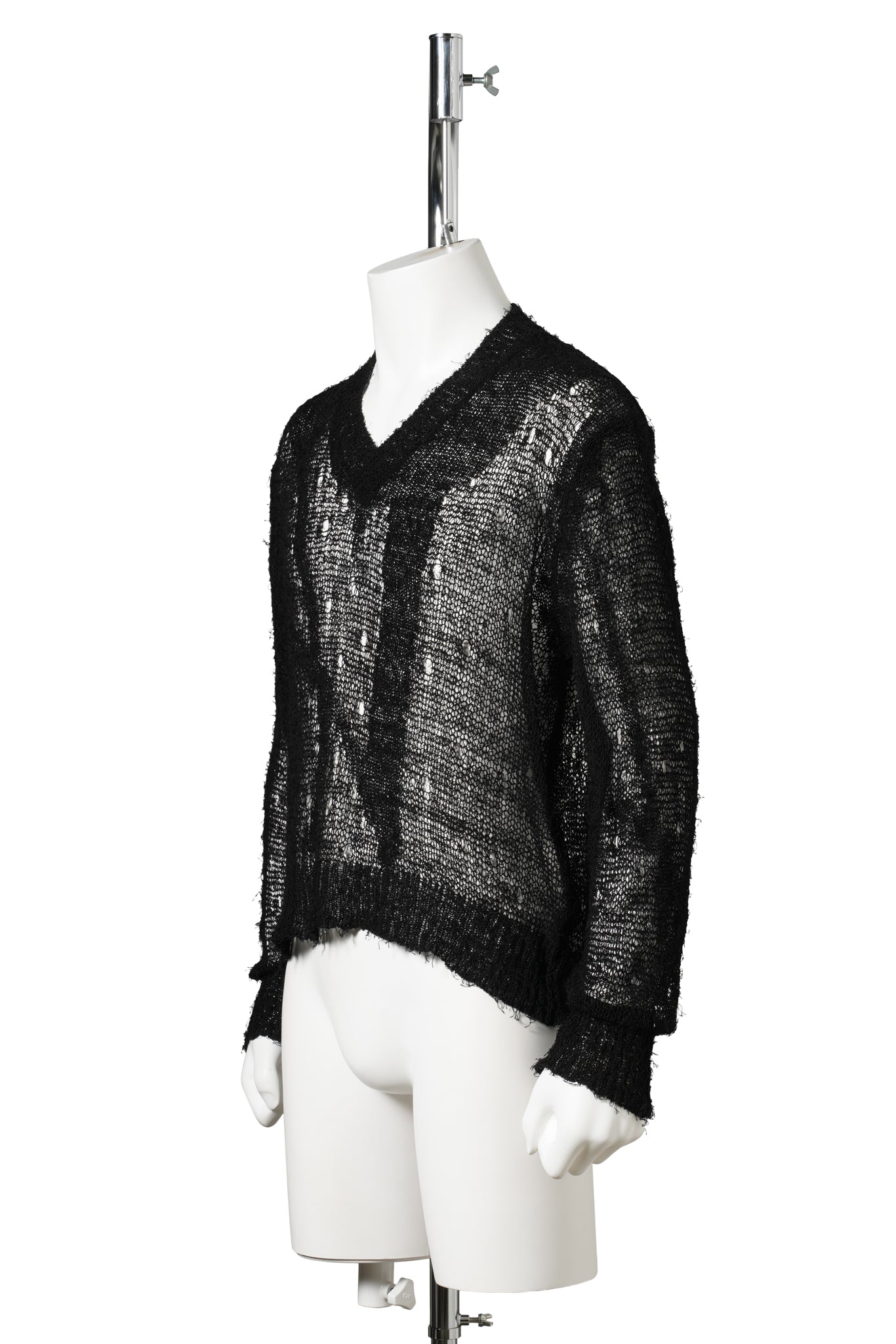 SLOW V-NECK / BLACK RAGGED
