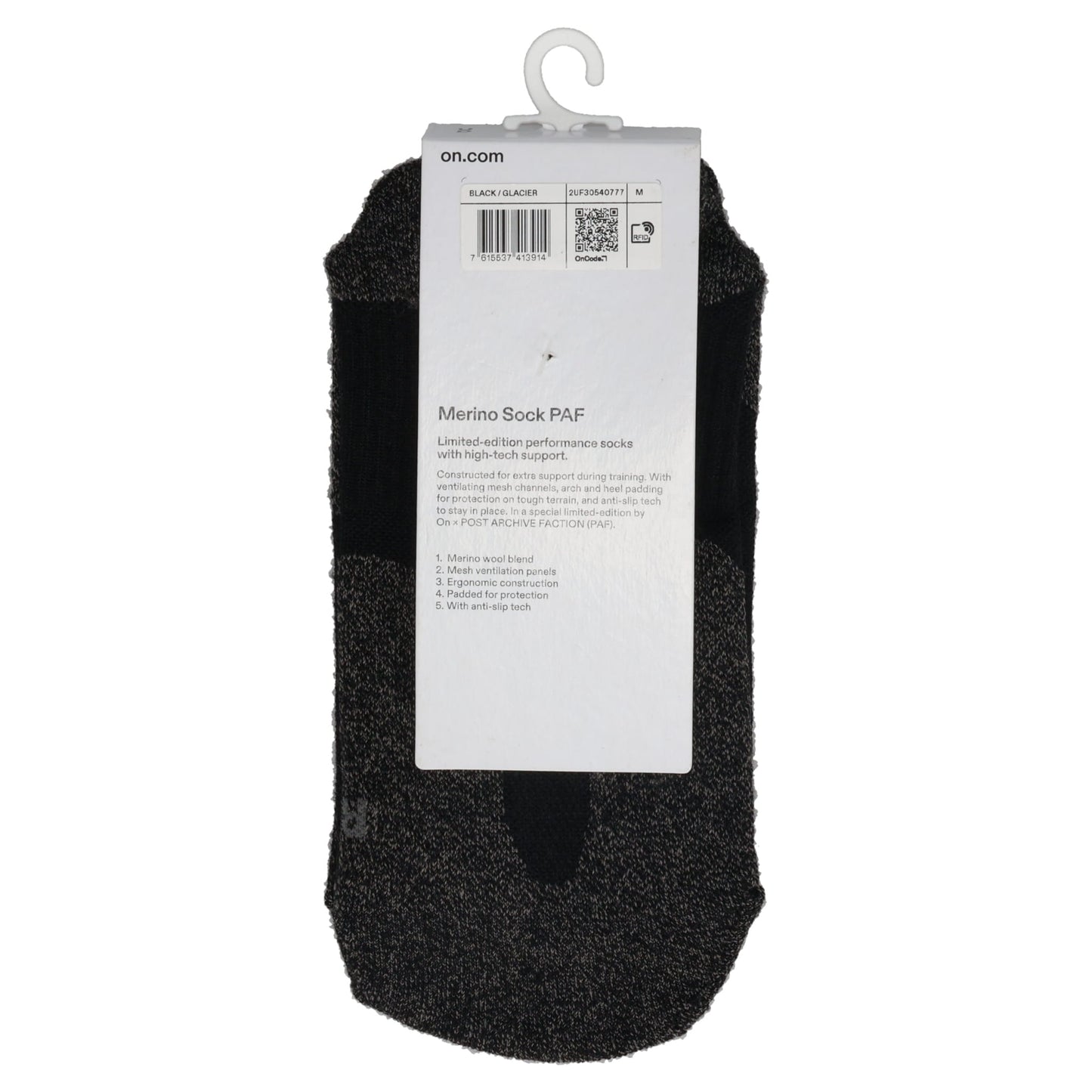 MERINO SOCK PAF U / BLACK | GLACIER