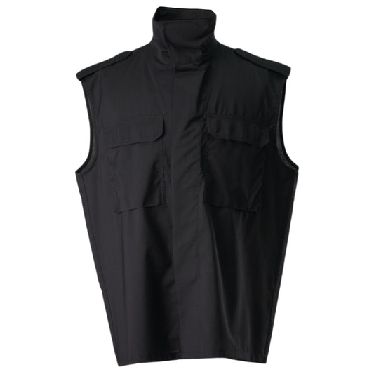 SLEEVELESS WOOL OVERSHIRT / BLACK