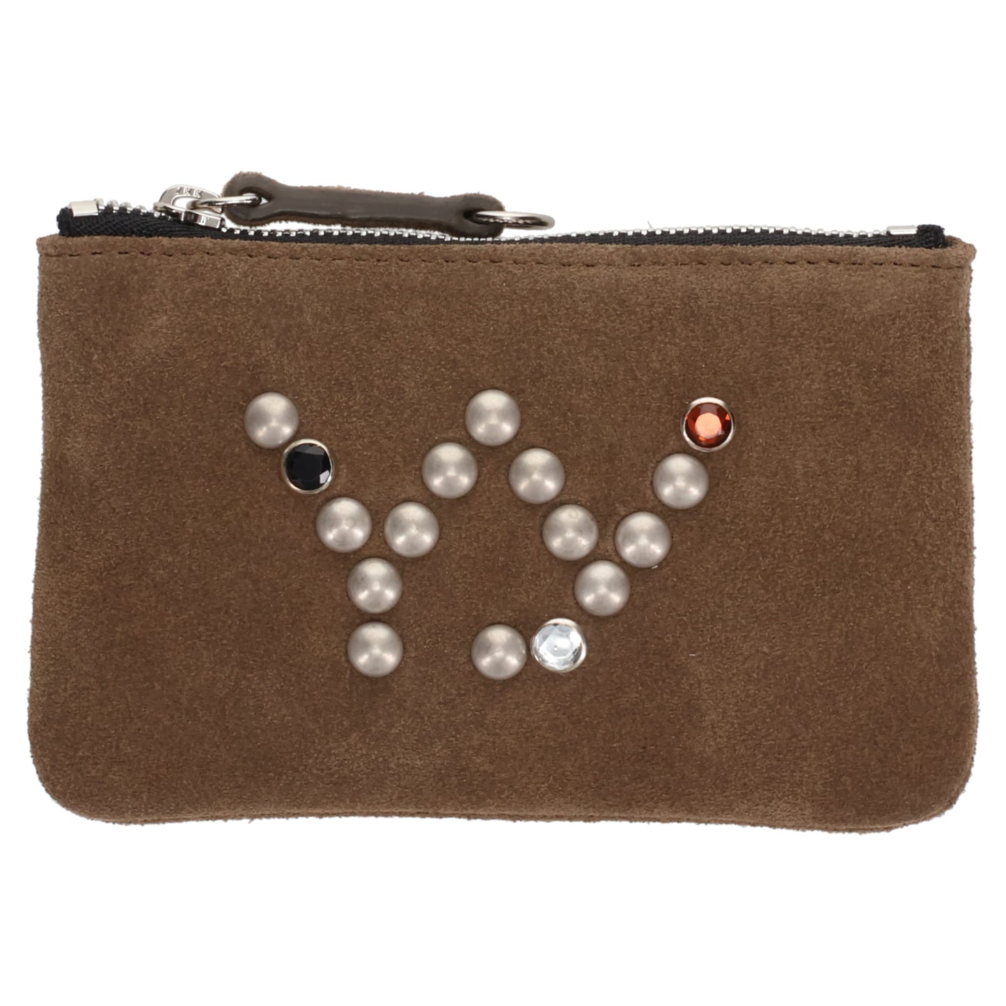 YY SUEDE STUD CHAIN WALLET / KHAKI BROWN