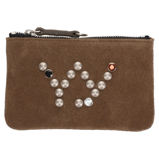 YY SUEDE STUD CHAIN WALLET / KHAKI BROWN