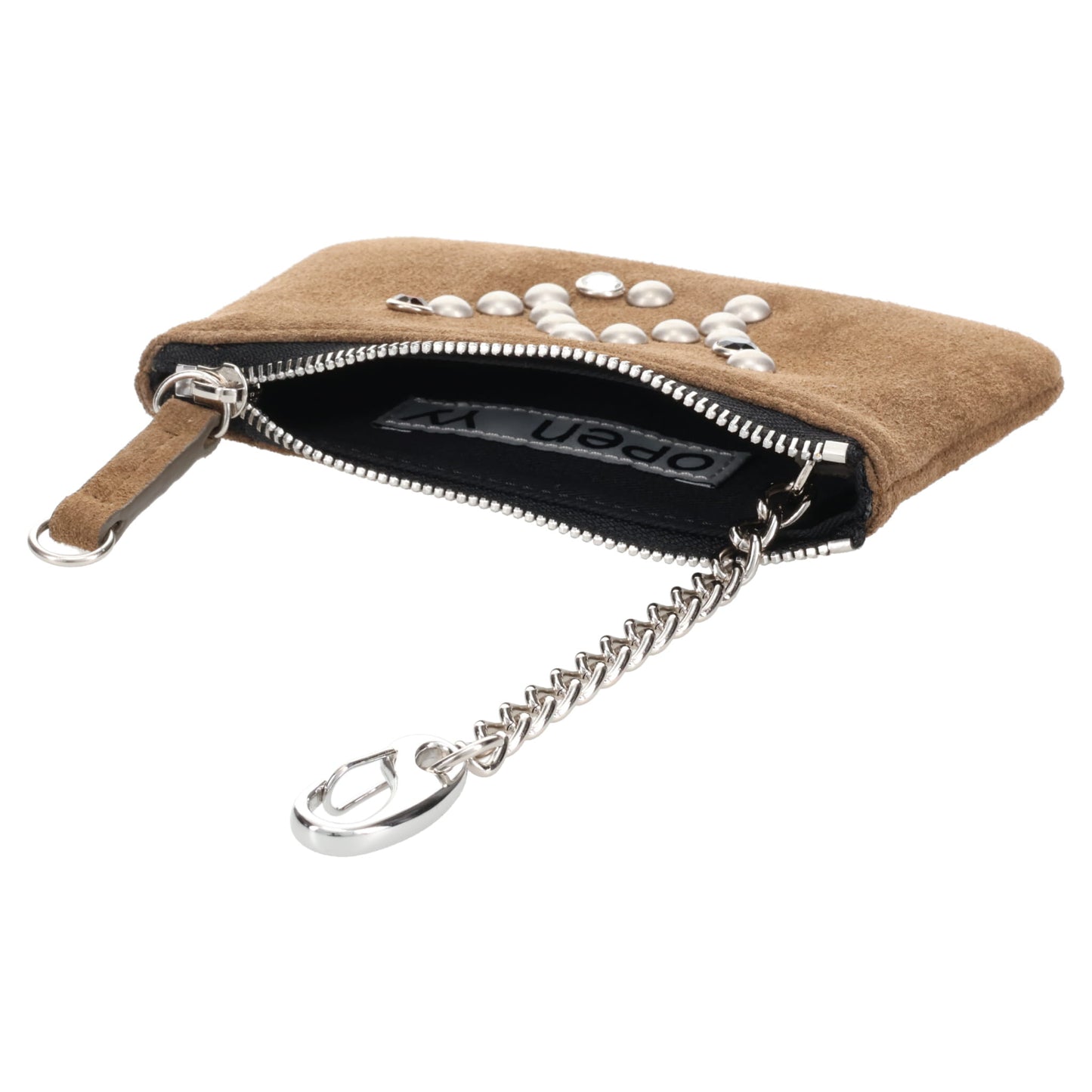 YY SUEDE STUD CHAIN WALLET / KHAKI BROWN