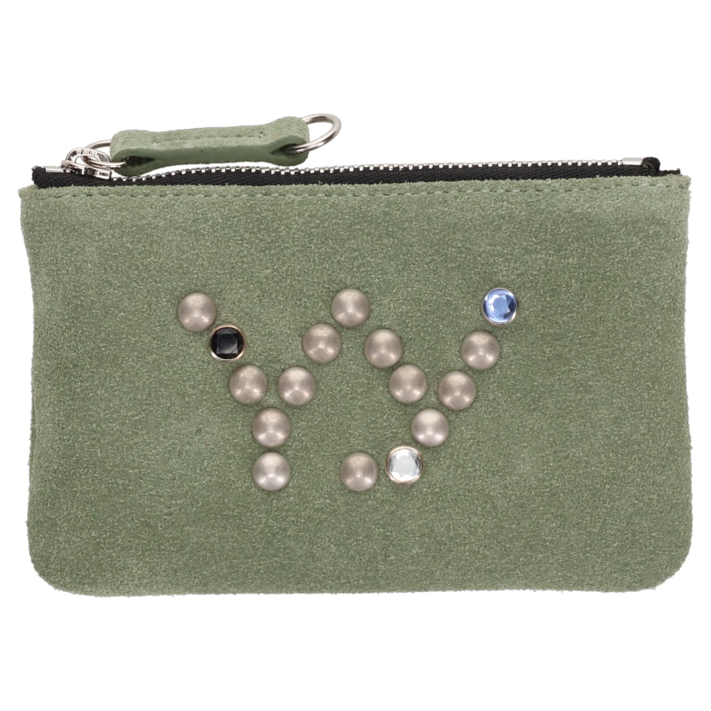 YY SUEDE STUD CHAIN WALLET / OLIVE