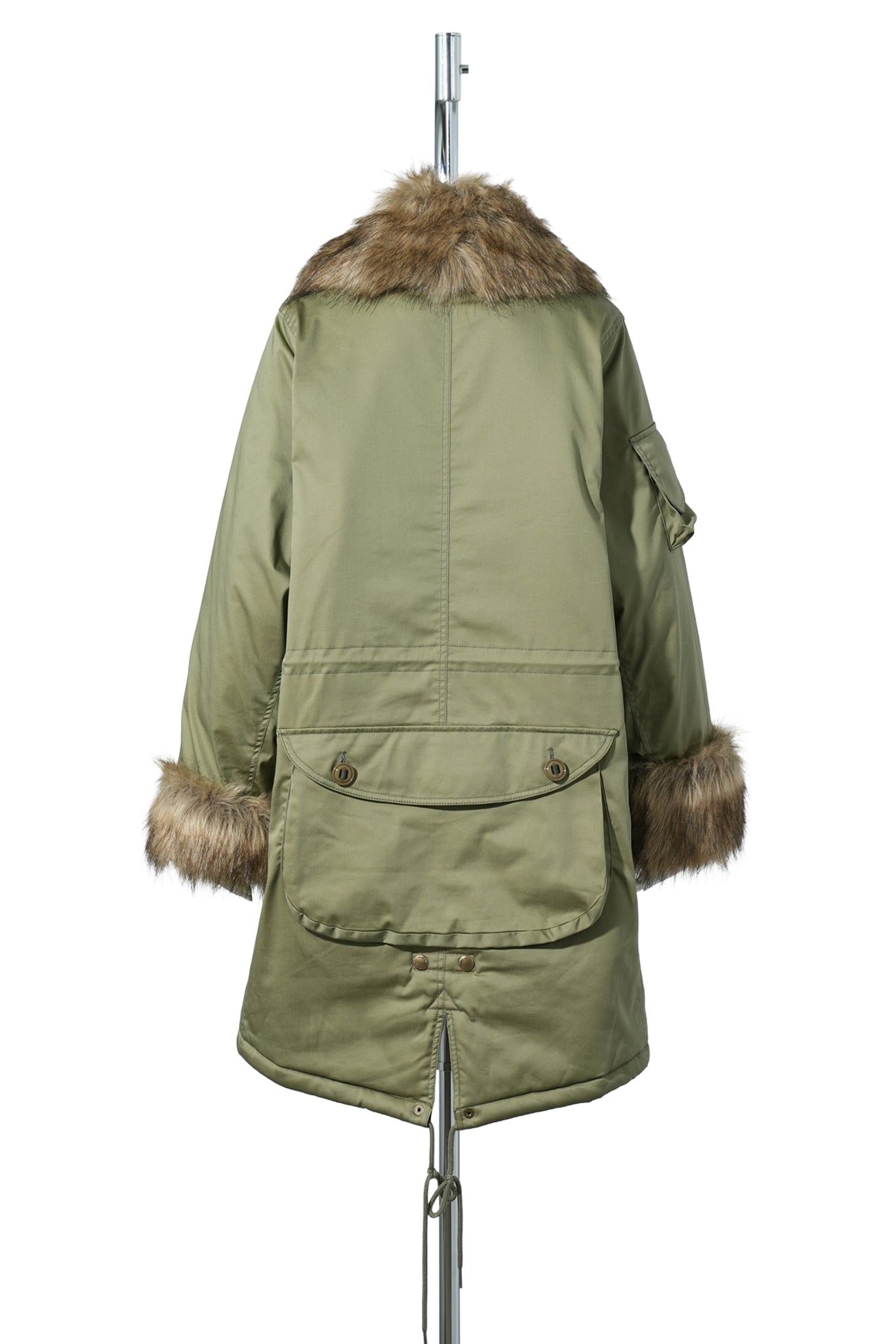 FAUX FUR TRIMMING SAFARI JACKET / KHAKI