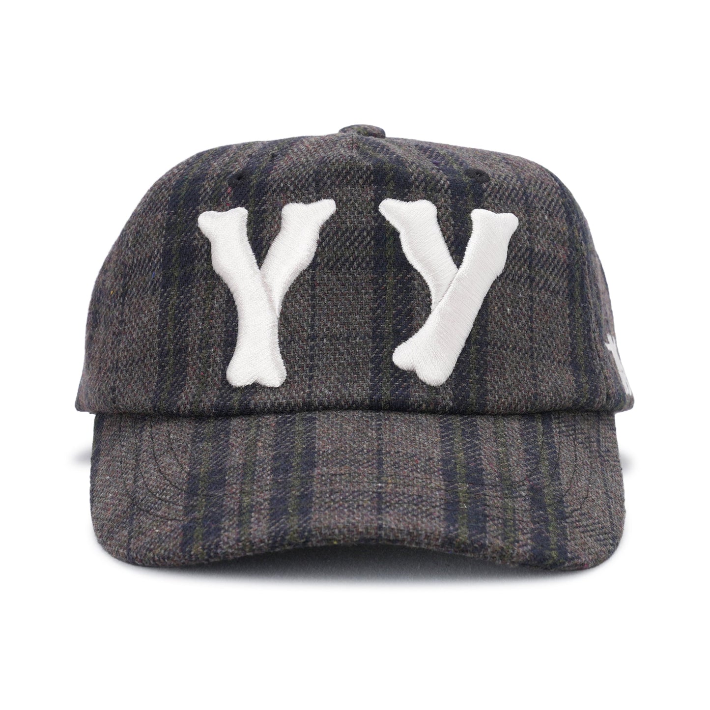 YY CHECKERED HEART BONE BALL CAP / BROWN
