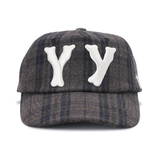 YY CHECKERED HEART BONE BALL CAP / BROWN