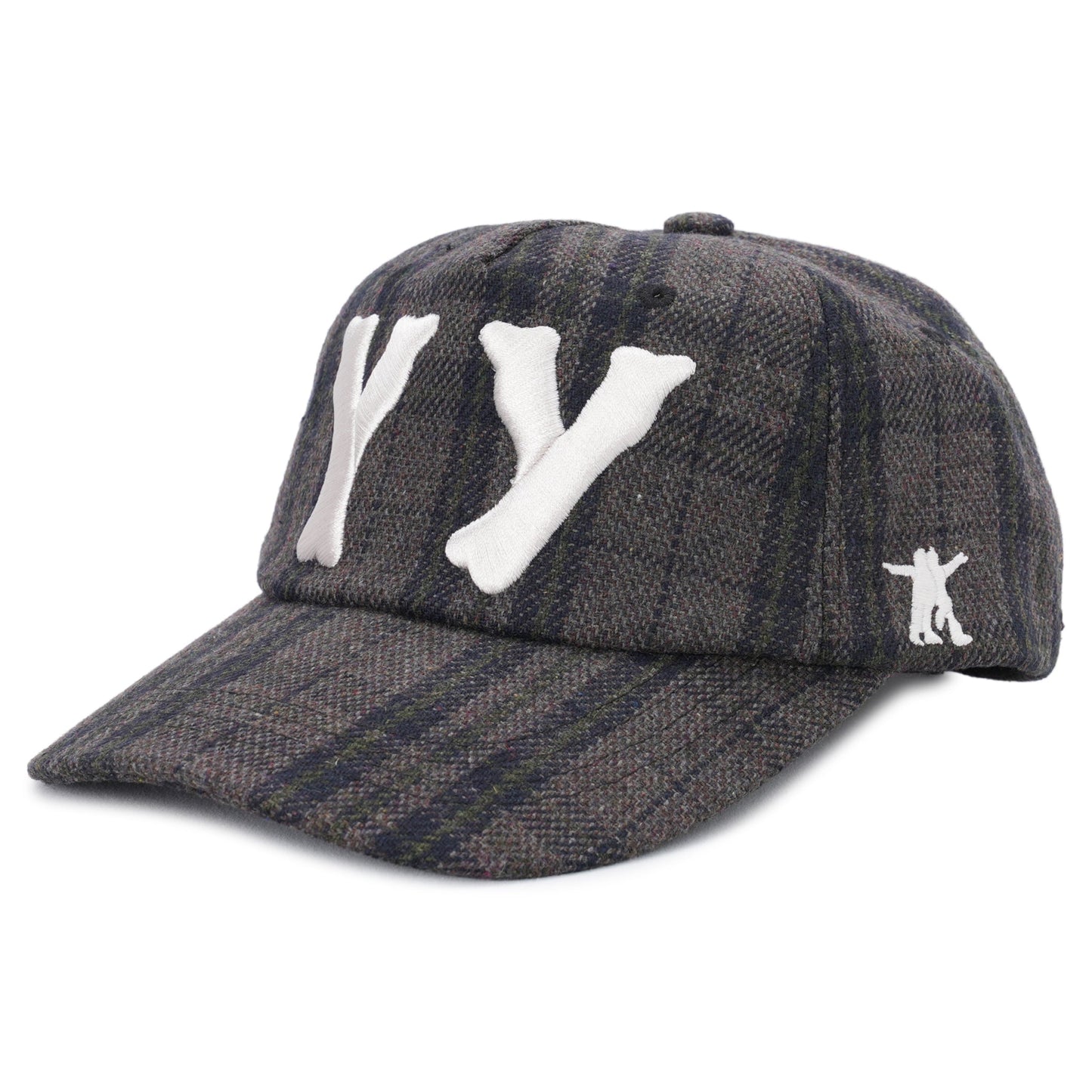 YY CHECKERED HEART BONE BALL CAP / BROWN