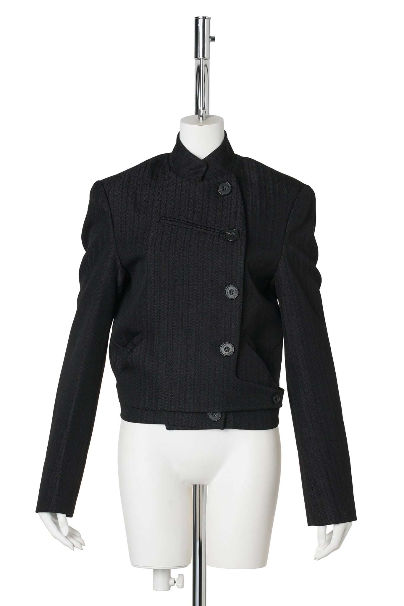 STRIPE DOUBLE-BREASTED BLAZER / BLACK
