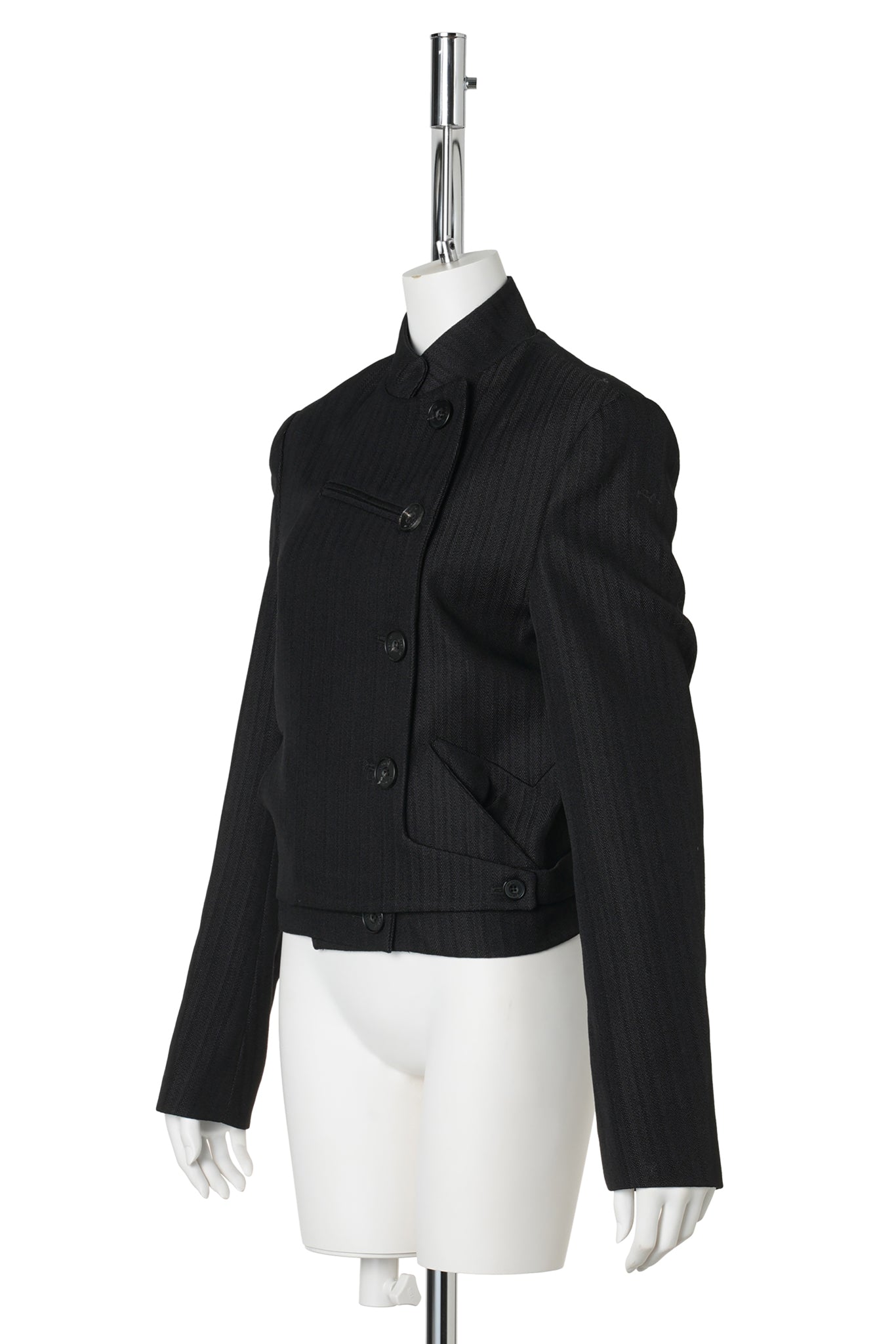 STRIPE DOUBLE-BREASTED BLAZER / BLACK