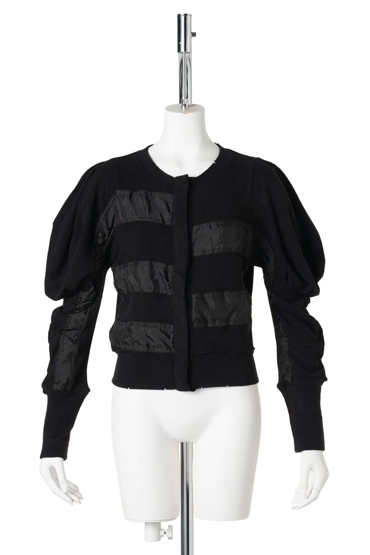 SLOUCHY PUFF PANEL CARDIGAN / BLACK