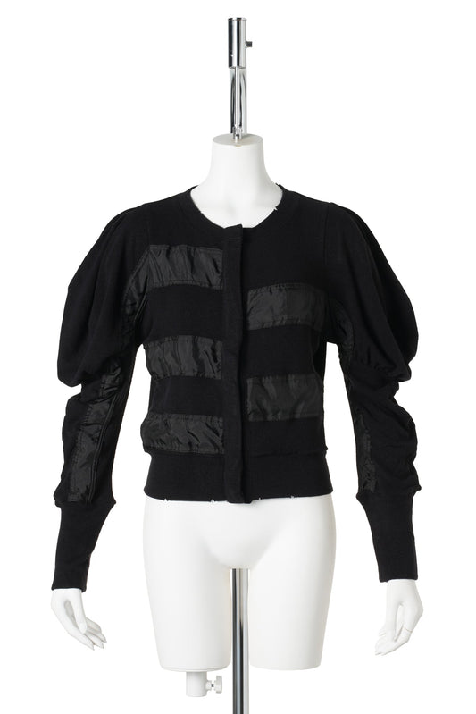 SLOUCHY PUFF PANEL CARDIGAN / BLACK
