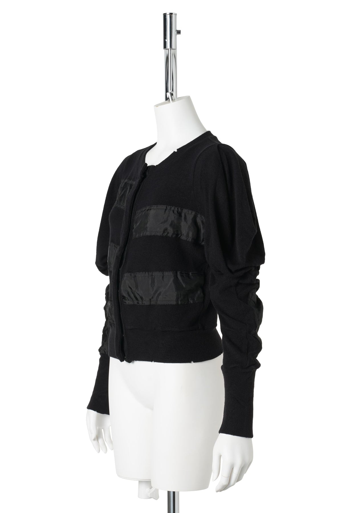 SLOUCHY PUFF PANEL CARDIGAN / BLACK